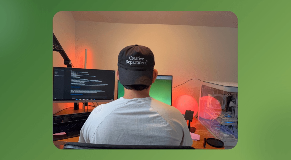 Building the Breathe app at a desk, working alongside Claude Code